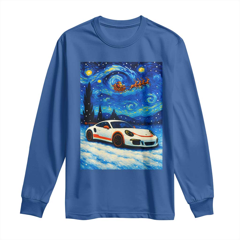 Racing Sports Car Long Sleeve Shirt Porsche 911 Starry Night Racing Silhouette - Wonder Print Shop