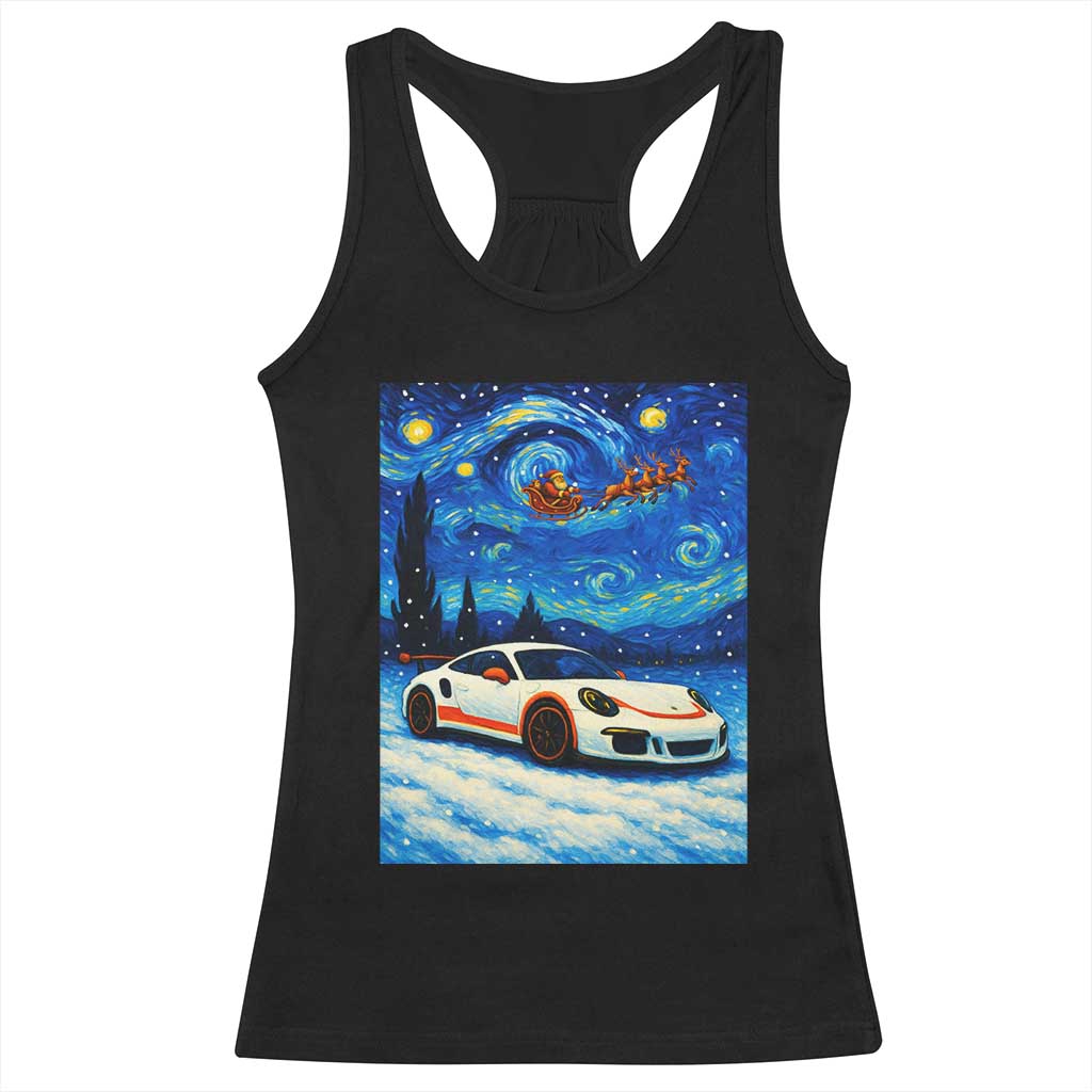 Racing Sports Car Racerback Tank Top Porsche 911 Starry Night Racing Silhouette - Wonder Print Shop