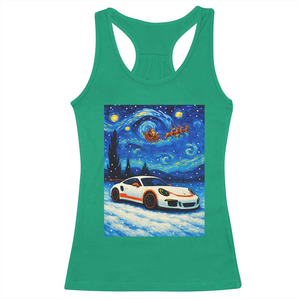 Racing Sports Car Racerback Tank Top Porsche 911 Starry Night Racing Silhouette - Wonder Print Shop