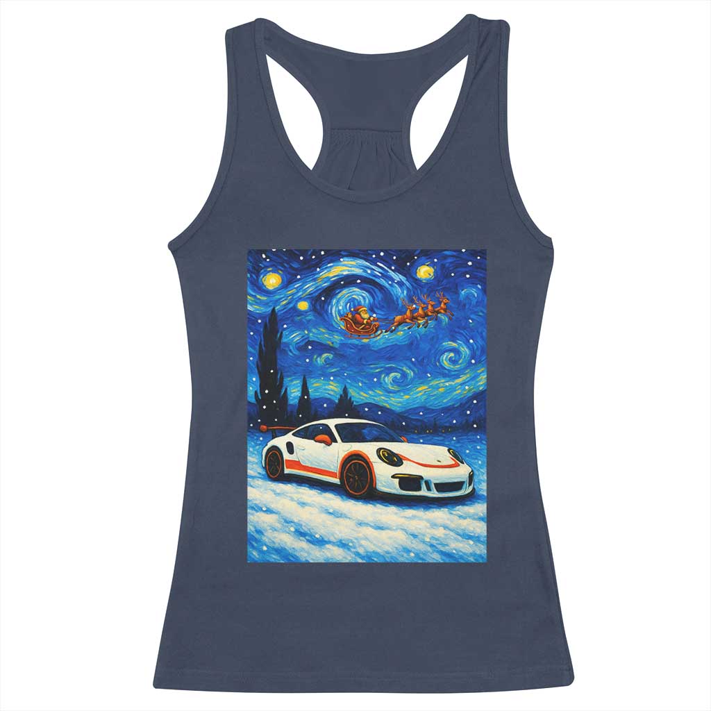 Racing Sports Car Racerback Tank Top Porsche 911 Starry Night Racing Silhouette - Wonder Print Shop