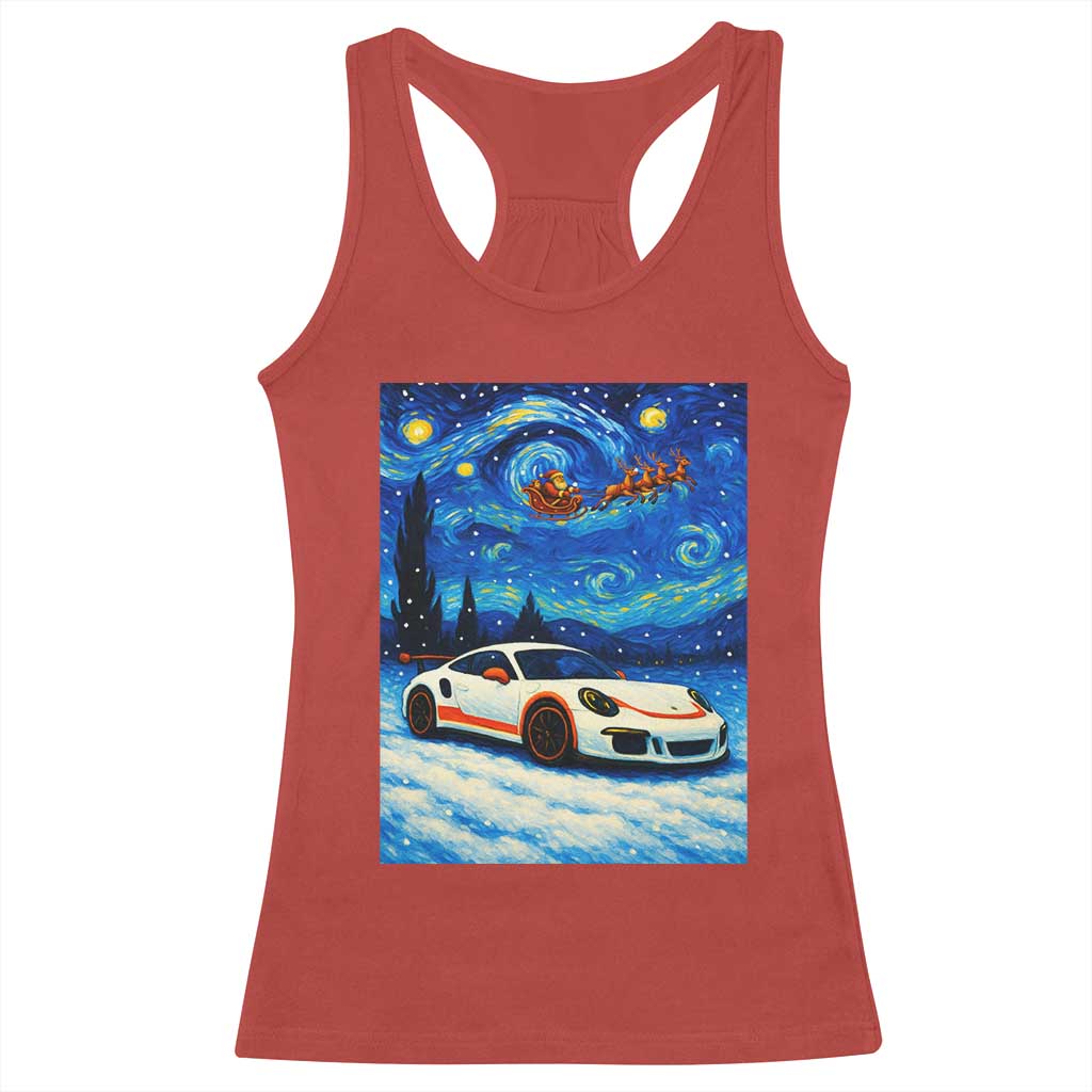 Racing Sports Car Racerback Tank Top Porsche 911 Starry Night Racing Silhouette - Wonder Print Shop