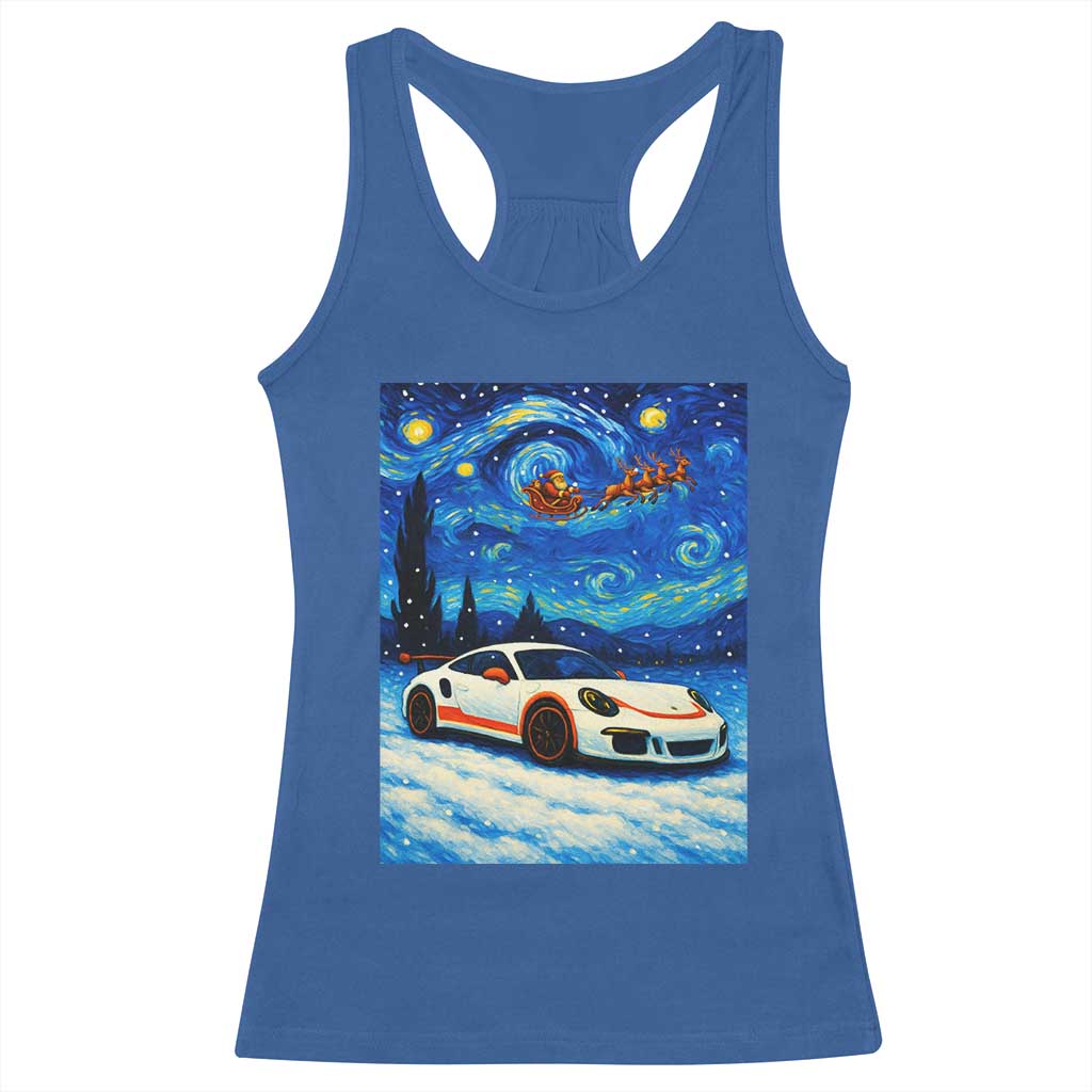 Racing Sports Car Racerback Tank Top Porsche 911 Starry Night Racing Silhouette - Wonder Print Shop