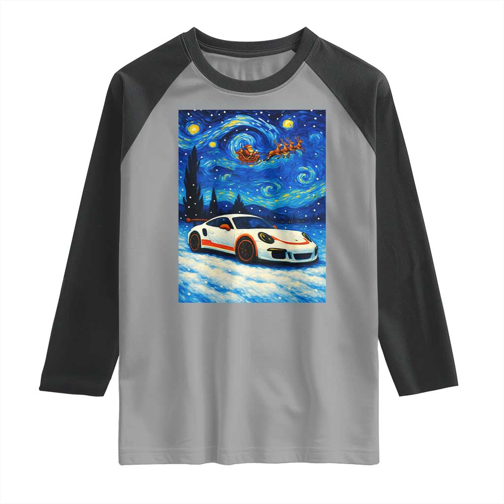 Racing Sports Car Raglan Shirt Porsche 911 Starry Night Racing Silhouette - Wonder Print Shop