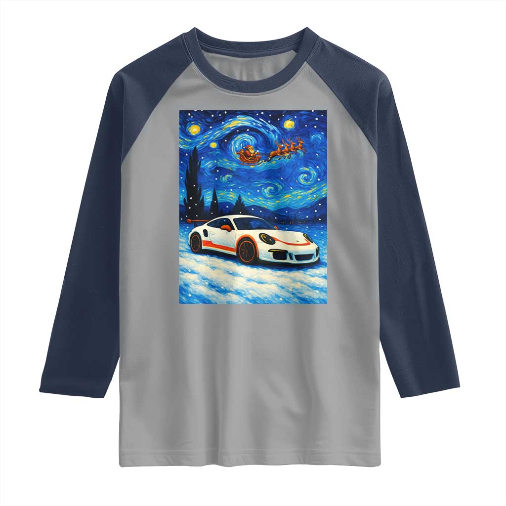 Racing Sports Car Raglan Shirt Porsche 911 Starry Night Racing Silhouette - Wonder Print Shop