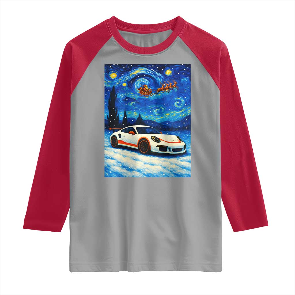 Racing Sports Car Raglan Shirt Porsche 911 Starry Night Racing Silhouette - Wonder Print Shop