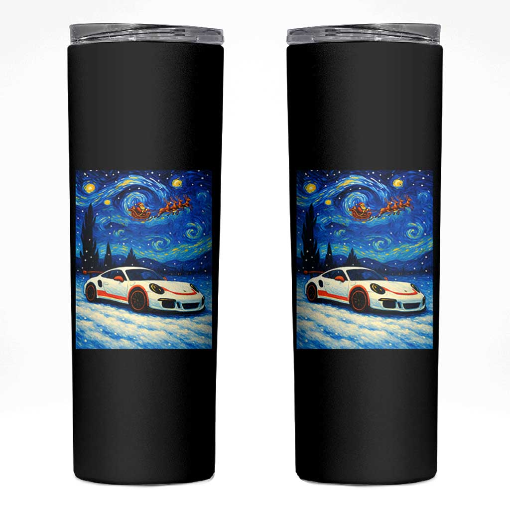 Racing Sports Car Skinny Tumbler Starry Night Racing Silhouette