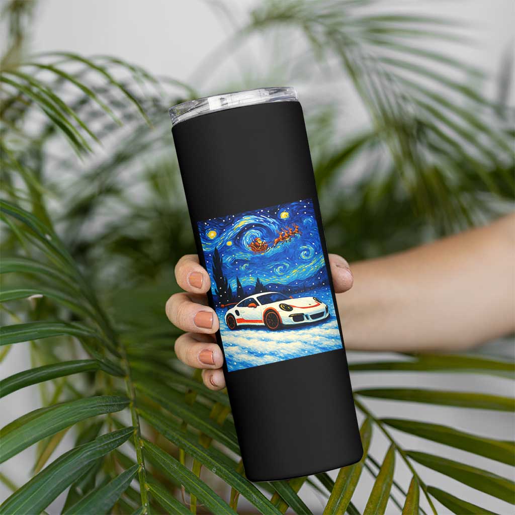 Racing Sports Car Skinny Tumbler Starry Night Racing Silhouette