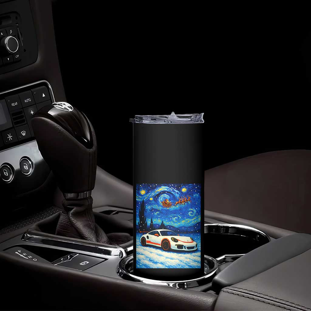 Racing Sports Car Skinny Tumbler Starry Night Racing Silhouette
