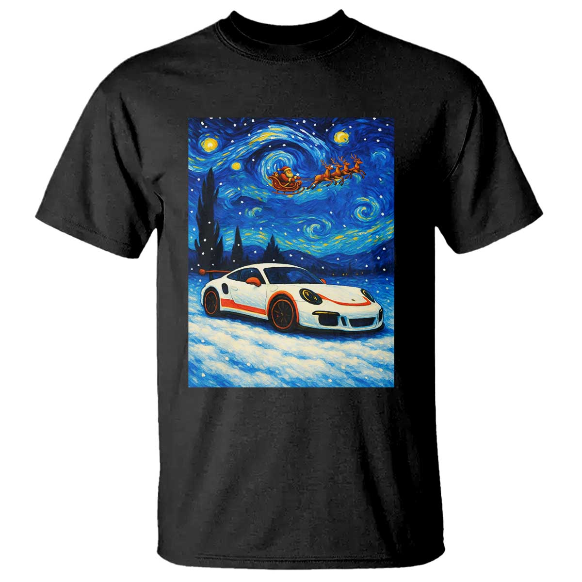 Racing Sports Car T Shirt Porsche 911 Starry Night Racing Silhouette - Wonder Print Shop