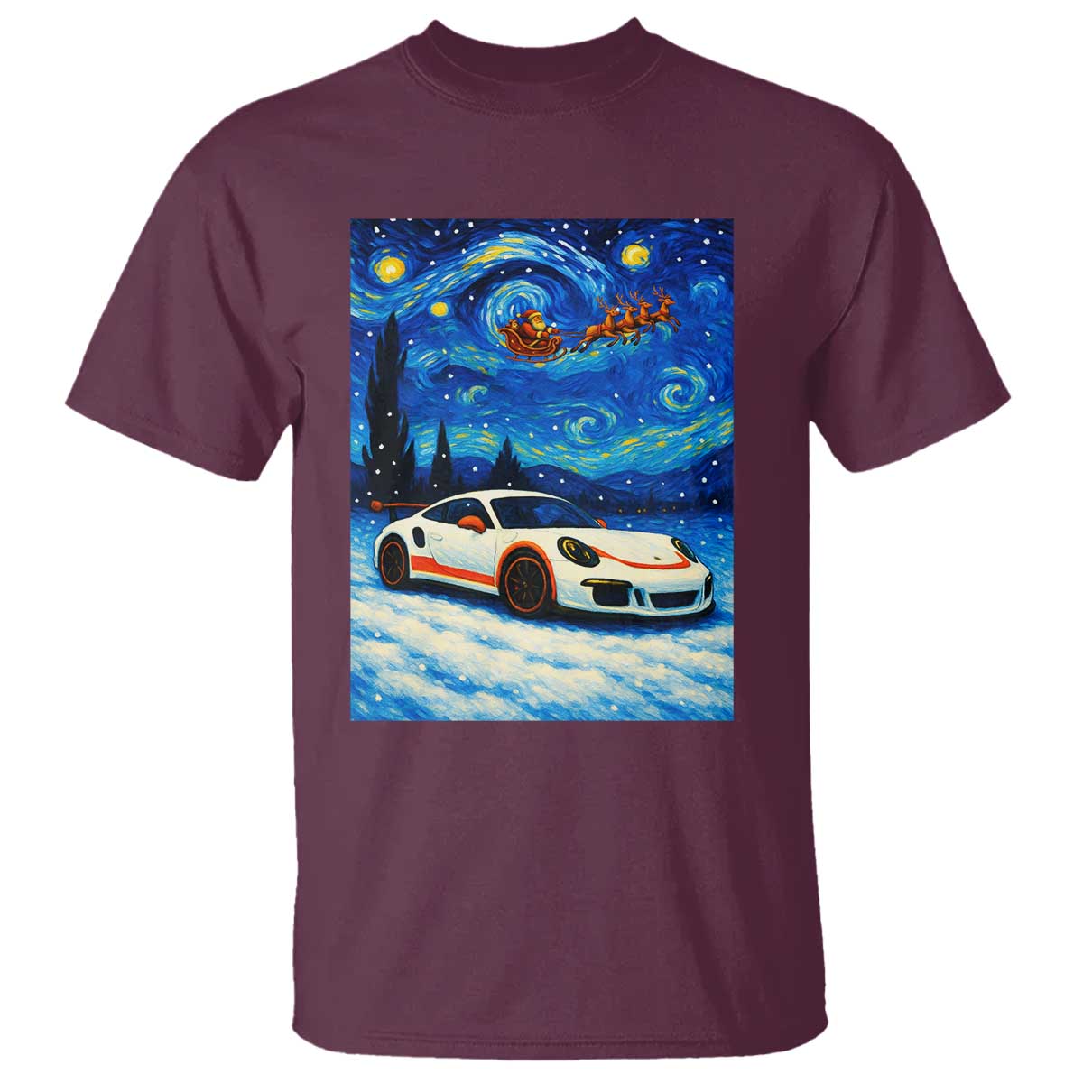Racing Sports Car T Shirt Porsche 911 Starry Night Racing Silhouette - Wonder Print Shop
