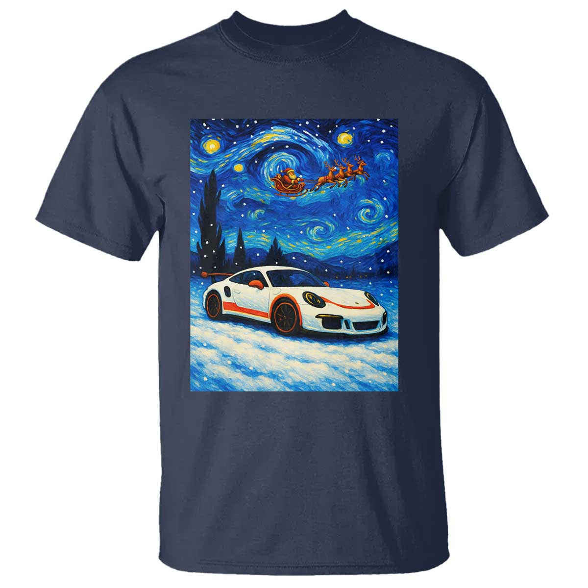Racing Sports Car T Shirt Porsche 911 Starry Night Racing Silhouette - Wonder Print Shop