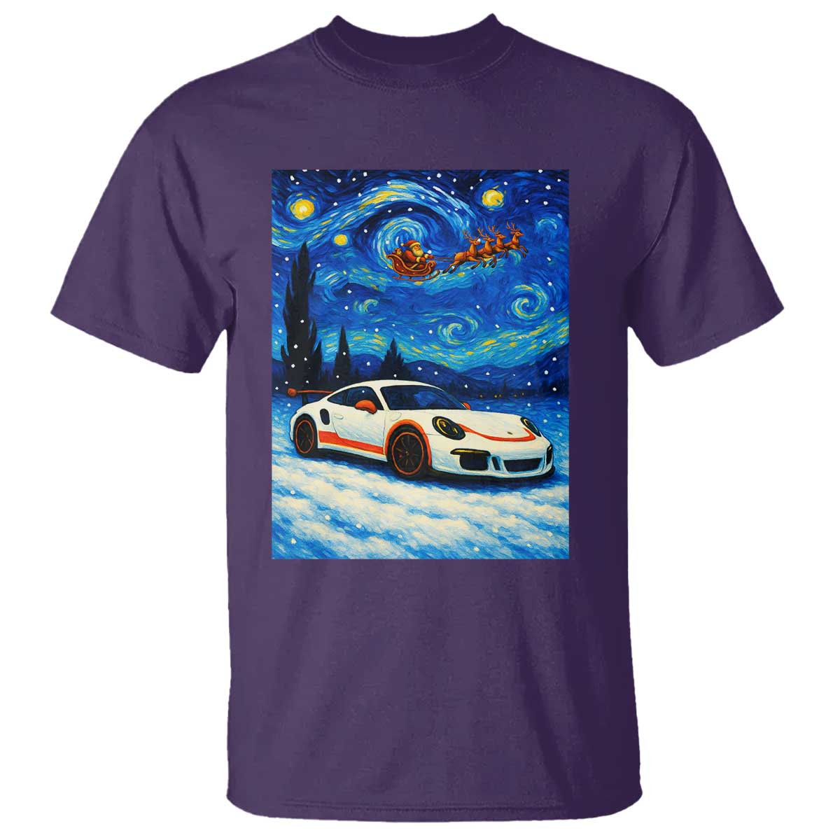 Racing Sports Car T Shirt Porsche 911 Starry Night Racing Silhouette - Wonder Print Shop