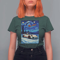 Racing Sports Car T Shirt For Women Porsche 911 Starry Night Racing Silhouette - Wonder Print Shop