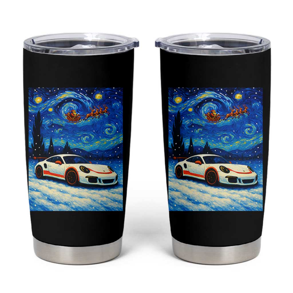 Racing Sports Car Tumbler Cup Starry Night Racing Silhouette