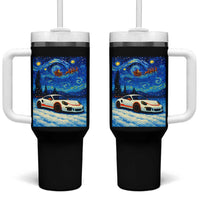 Racing Sports Car Tumbler With Handle Starry Night Racing Silhouette