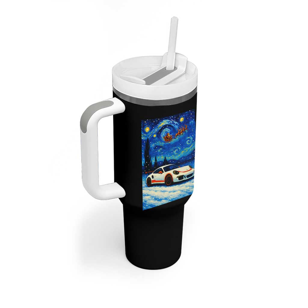 Racing Sports Car Tumbler With Handle Starry Night Racing Silhouette