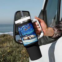 Racing Sports Car Tumbler With Handle Starry Night Racing Silhouette