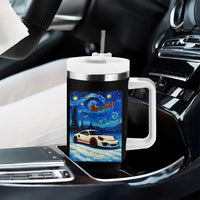 Racing Sports Car Tumbler With Handle Starry Night Racing Silhouette