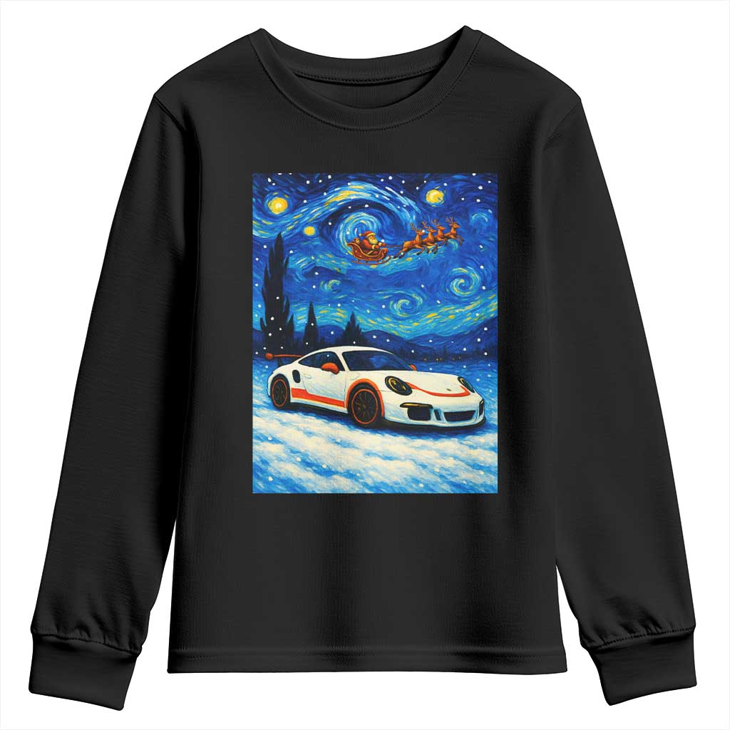 Racing Sports Car Youth Sweatshirt Porsche 911 Starry Night Racing Silhouette - Wonder Print Shop