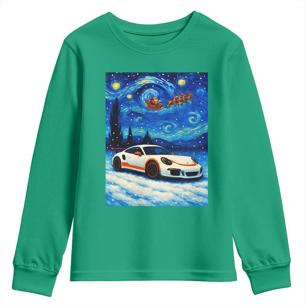Racing Sports Car Youth Sweatshirt Porsche 911 Starry Night Racing Silhouette - Wonder Print Shop
