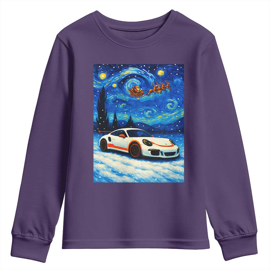 Racing Sports Car Youth Sweatshirt Porsche 911 Starry Night Racing Silhouette - Wonder Print Shop