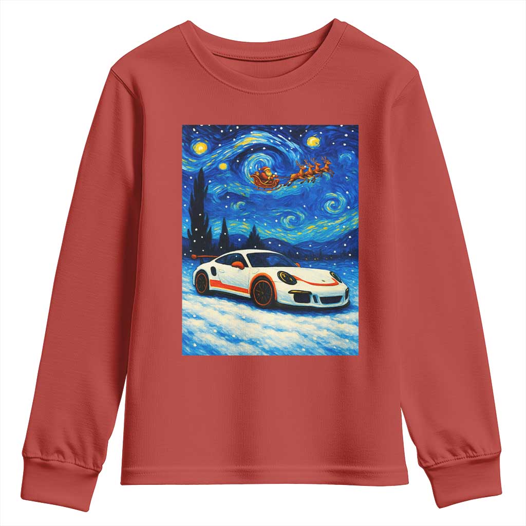 Racing Sports Car Youth Sweatshirt Porsche 911 Starry Night Racing Silhouette - Wonder Print Shop