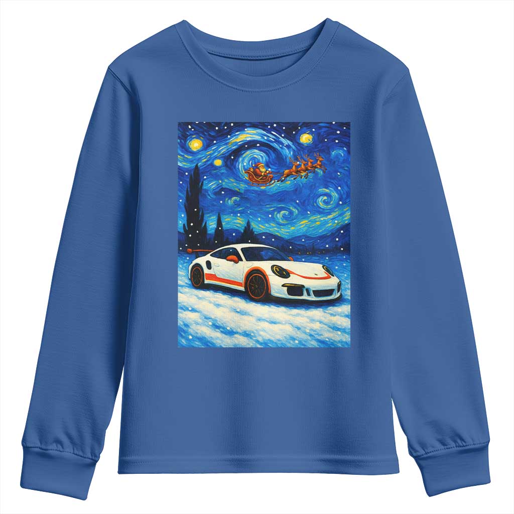 Racing Sports Car Youth Sweatshirt Porsche 911 Starry Night Racing Silhouette - Wonder Print Shop