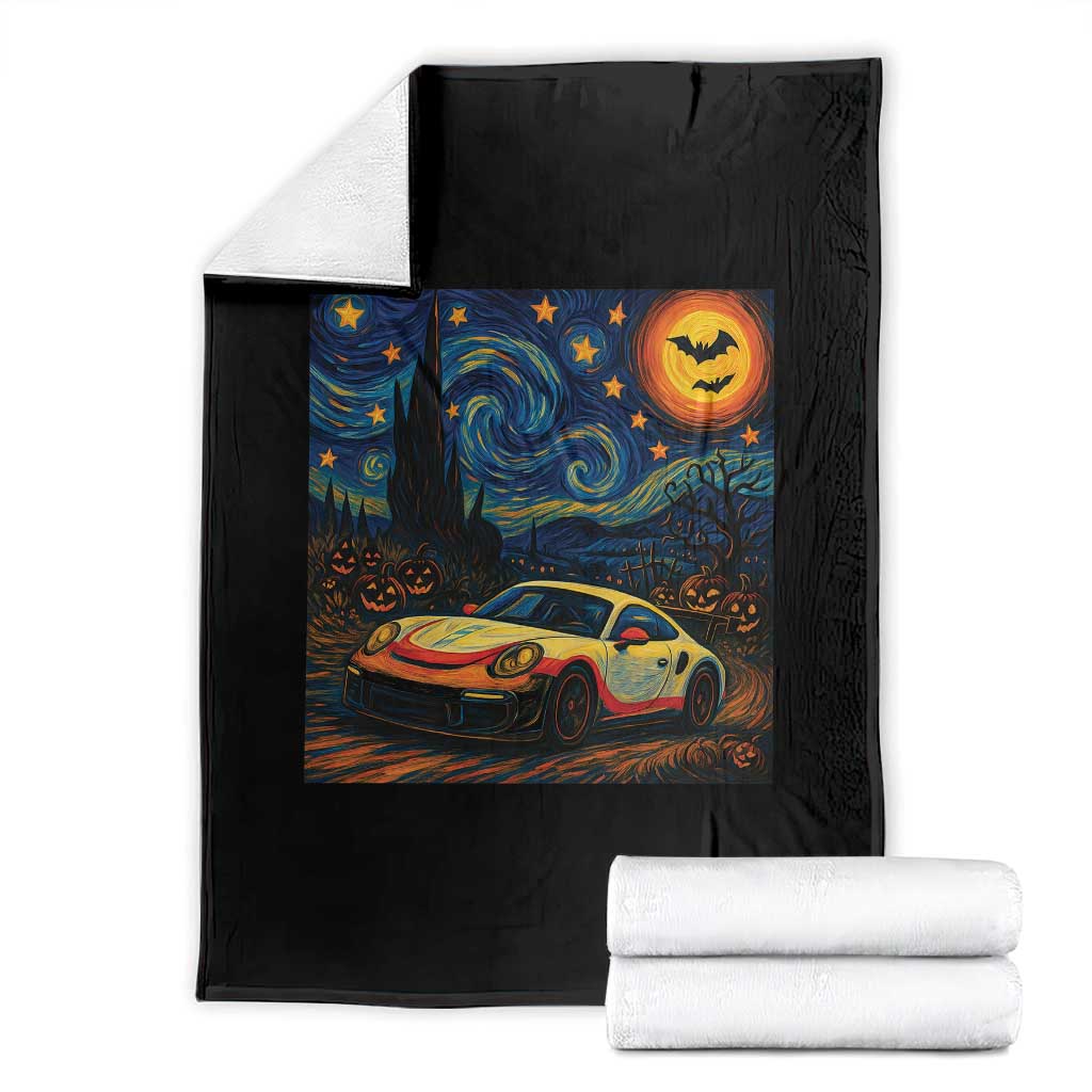 Racing Sports Throw Blanket Starry Night 911 Silhouette Halloween - Wonder Print Shop