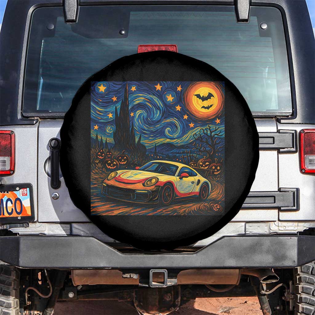 Racing Sports Spare Tire Cover Starry Night 911 Silhouette Halloween - Wonder Print Shop