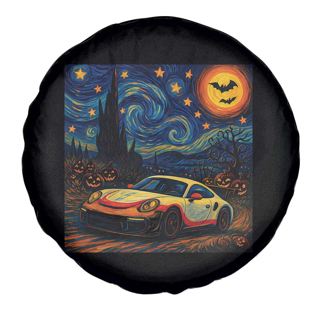 Racing Sports Spare Tire Cover Starry Night 911 Silhouette Halloween - Wonder Print Shop