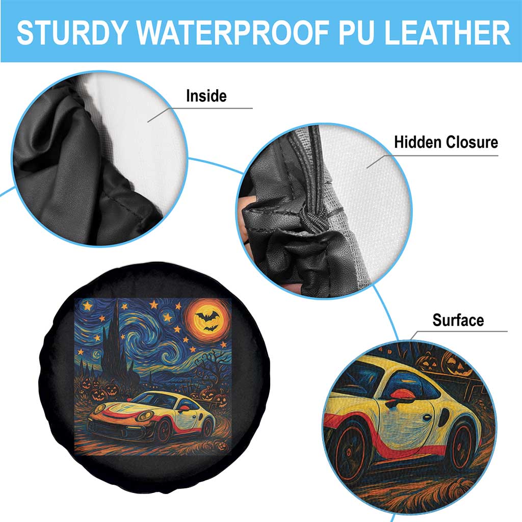 Racing Sports Spare Tire Cover Starry Night 911 Silhouette Halloween - Wonder Print Shop