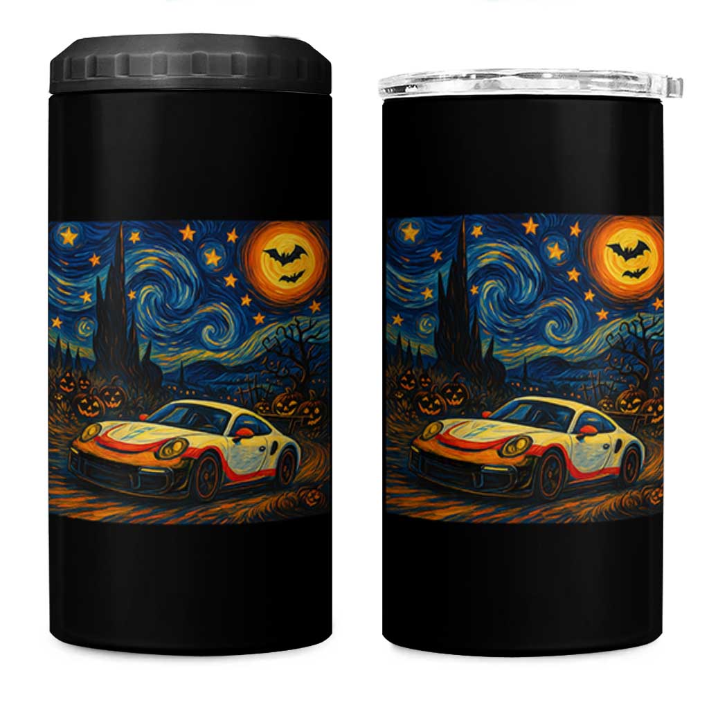 Racing Sports 4 in 1 Can Cooler Tumbler Starry Night 911 Silhouette Halloween