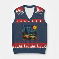Racing Sports V-Neck Knit Sweater Vest Starry Night 911 Silhouette Halloween - Wonder Print Shop