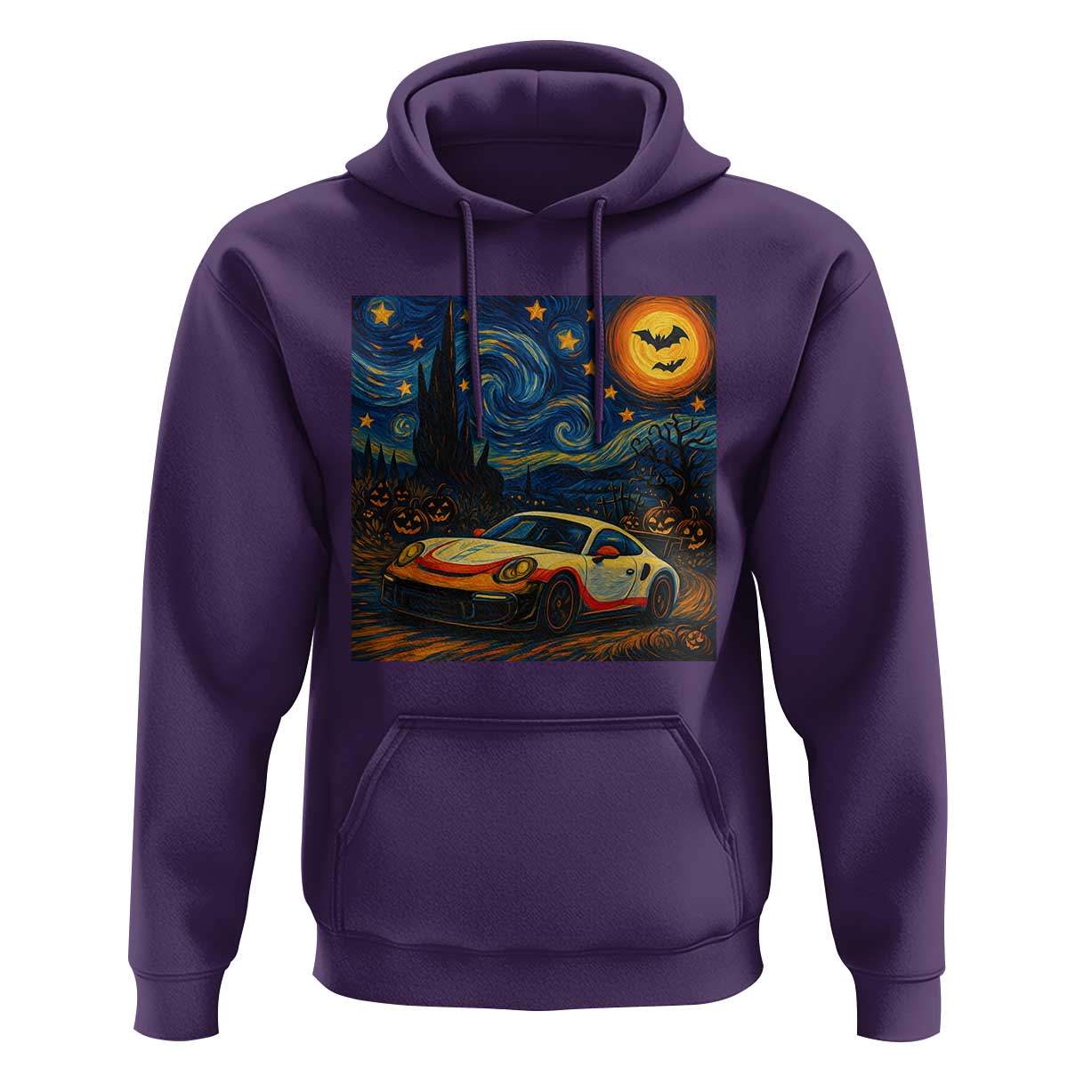 Racing Sports Hoodie Starry Night 911 Silhouette Halloween - Wonder Print Shop