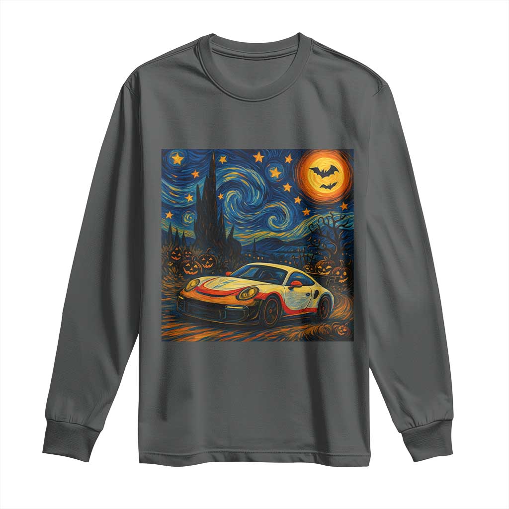 Racing Sports Long Sleeve Shirt Starry Night 911 Silhouette Halloween - Wonder Print Shop