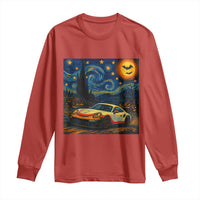 Racing Sports Long Sleeve Shirt Starry Night 911 Silhouette Halloween - Wonder Print Shop
