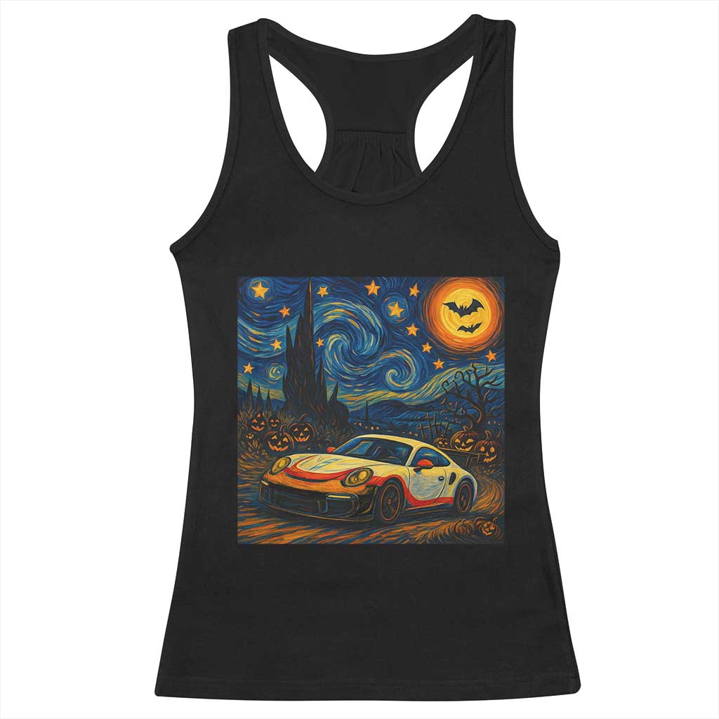 Racing Sports Racerback Tank Top Starry Night 911 Silhouette Halloween - Wonder Print Shop