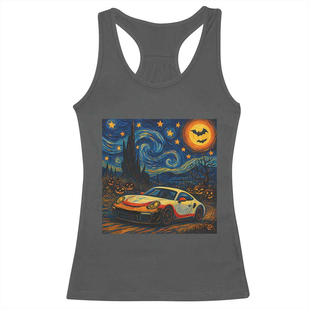 Racing Sports Racerback Tank Top Starry Night 911 Silhouette Halloween - Wonder Print Shop