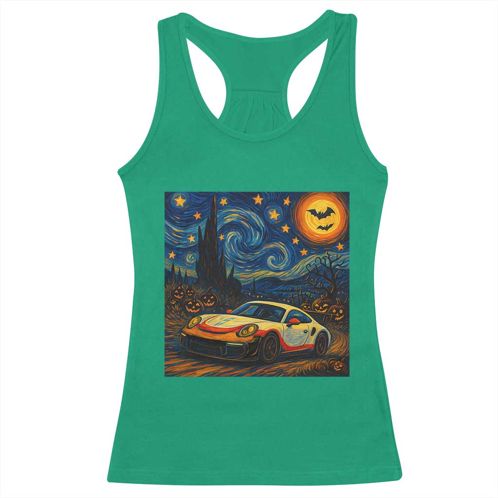 Racing Sports Racerback Tank Top Starry Night 911 Silhouette Halloween - Wonder Print Shop