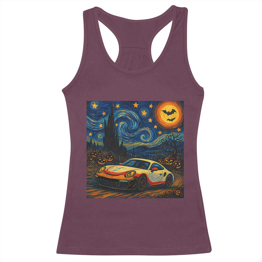 Racing Sports Racerback Tank Top Starry Night 911 Silhouette Halloween - Wonder Print Shop