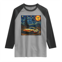 Racing Sports Raglan Shirt Starry Night 911 Silhouette Halloween - Wonder Print Shop