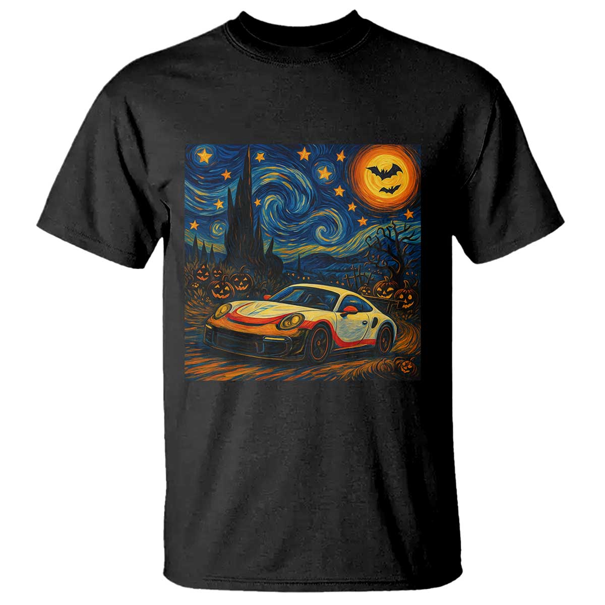 Racing Sports T Shirt Starry Night 911 Silhouette Halloween - Wonder Print Shop