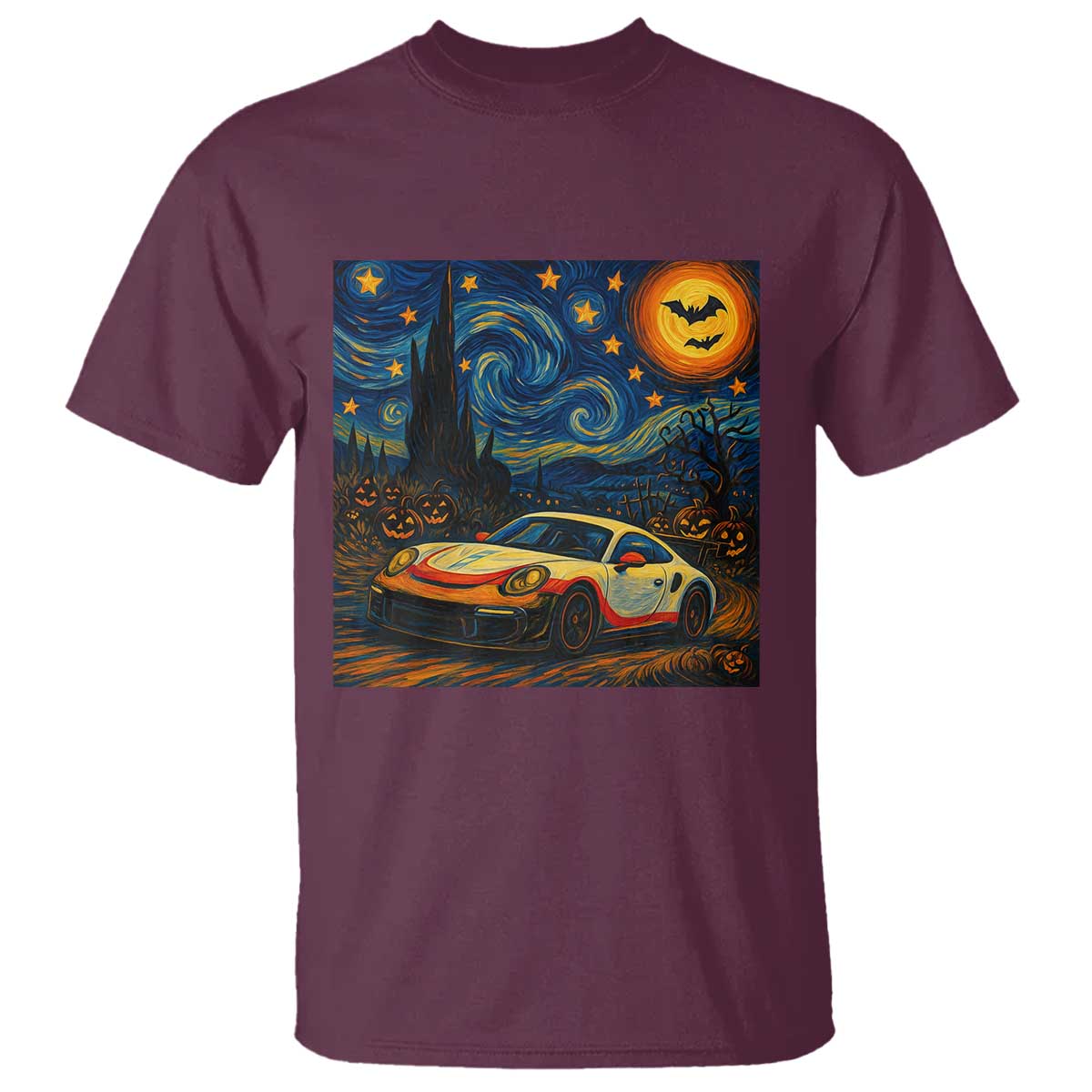 Racing Sports T Shirt Starry Night 911 Silhouette Halloween - Wonder Print Shop