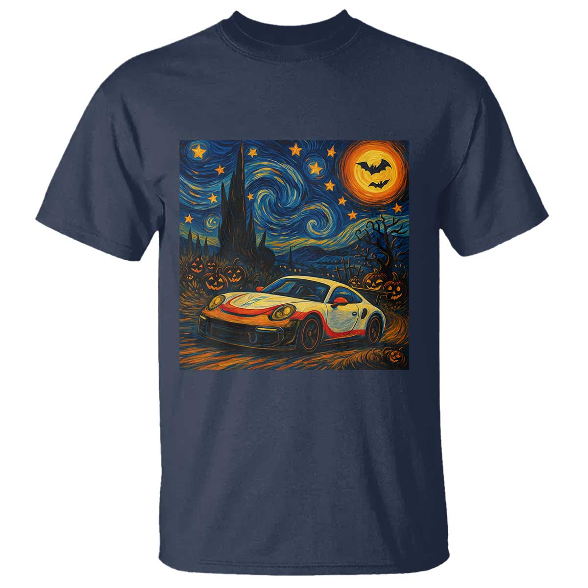 Racing Sports T Shirt Starry Night 911 Silhouette Halloween - Wonder Print Shop