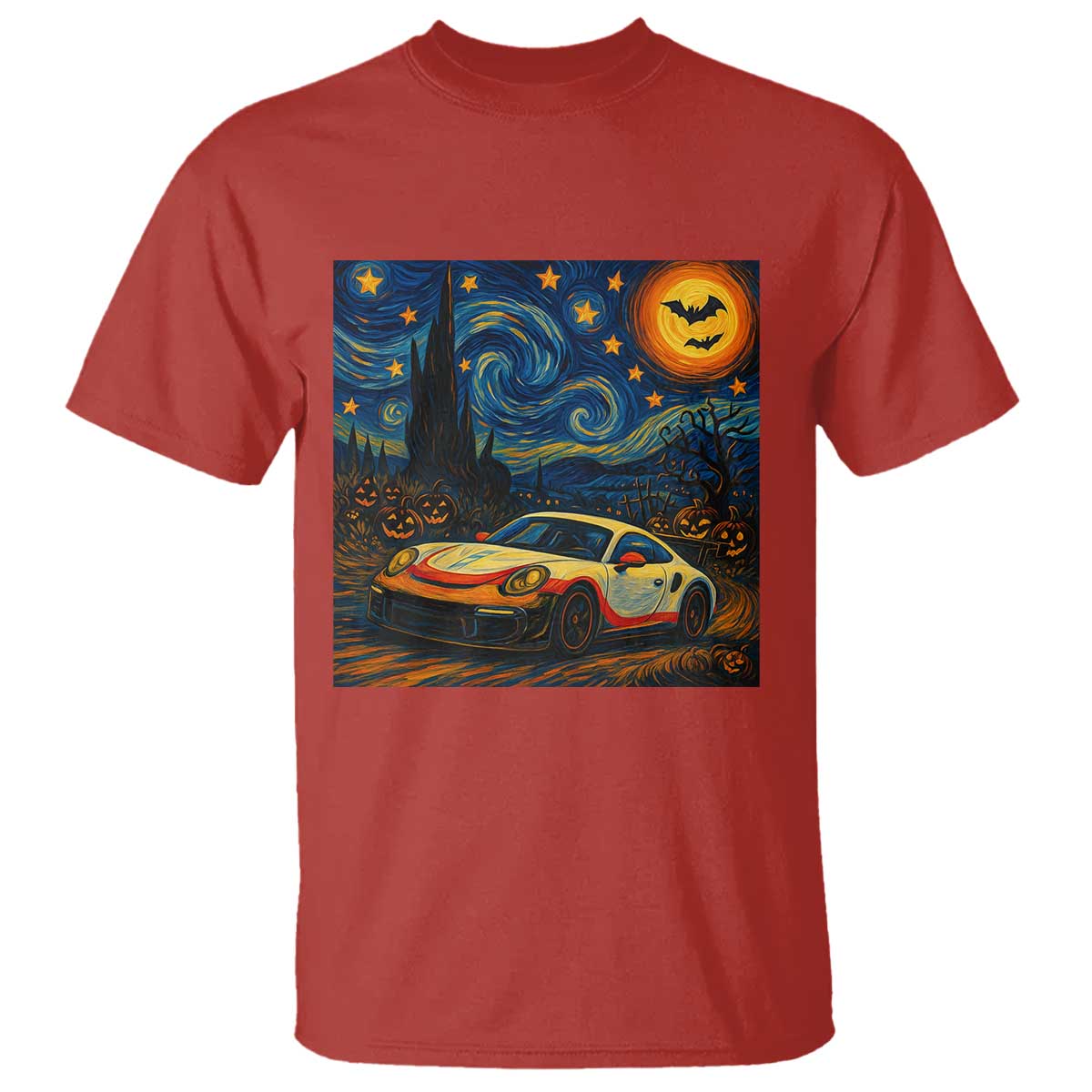 Racing Sports T Shirt Starry Night 911 Silhouette Halloween - Wonder Print Shop