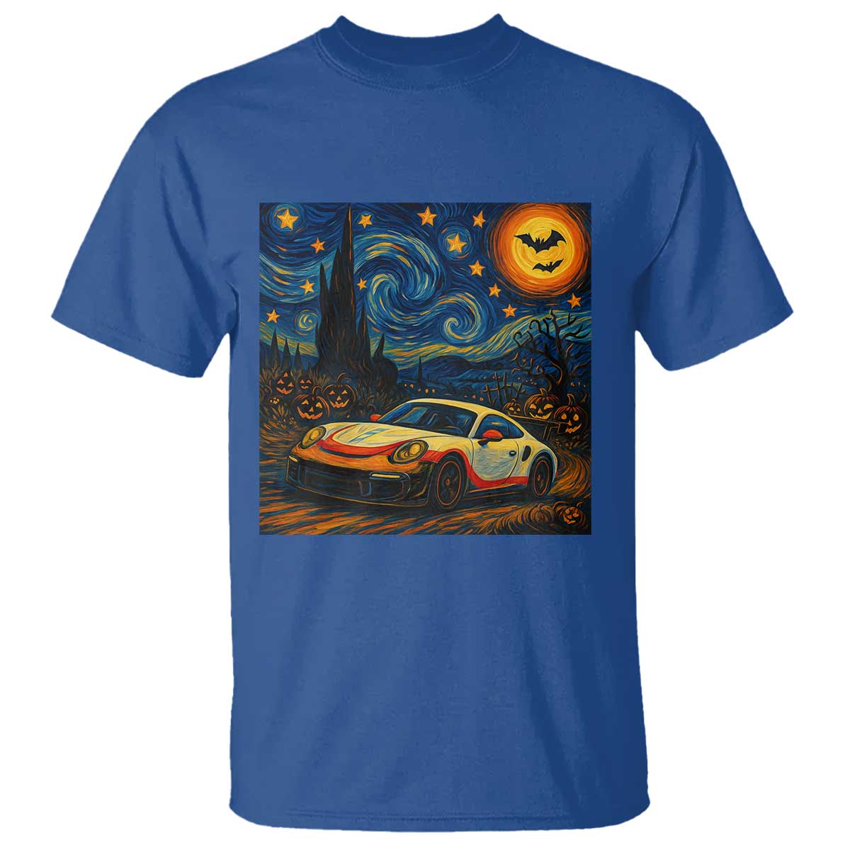 Racing Sports T Shirt Starry Night 911 Silhouette Halloween - Wonder Print Shop