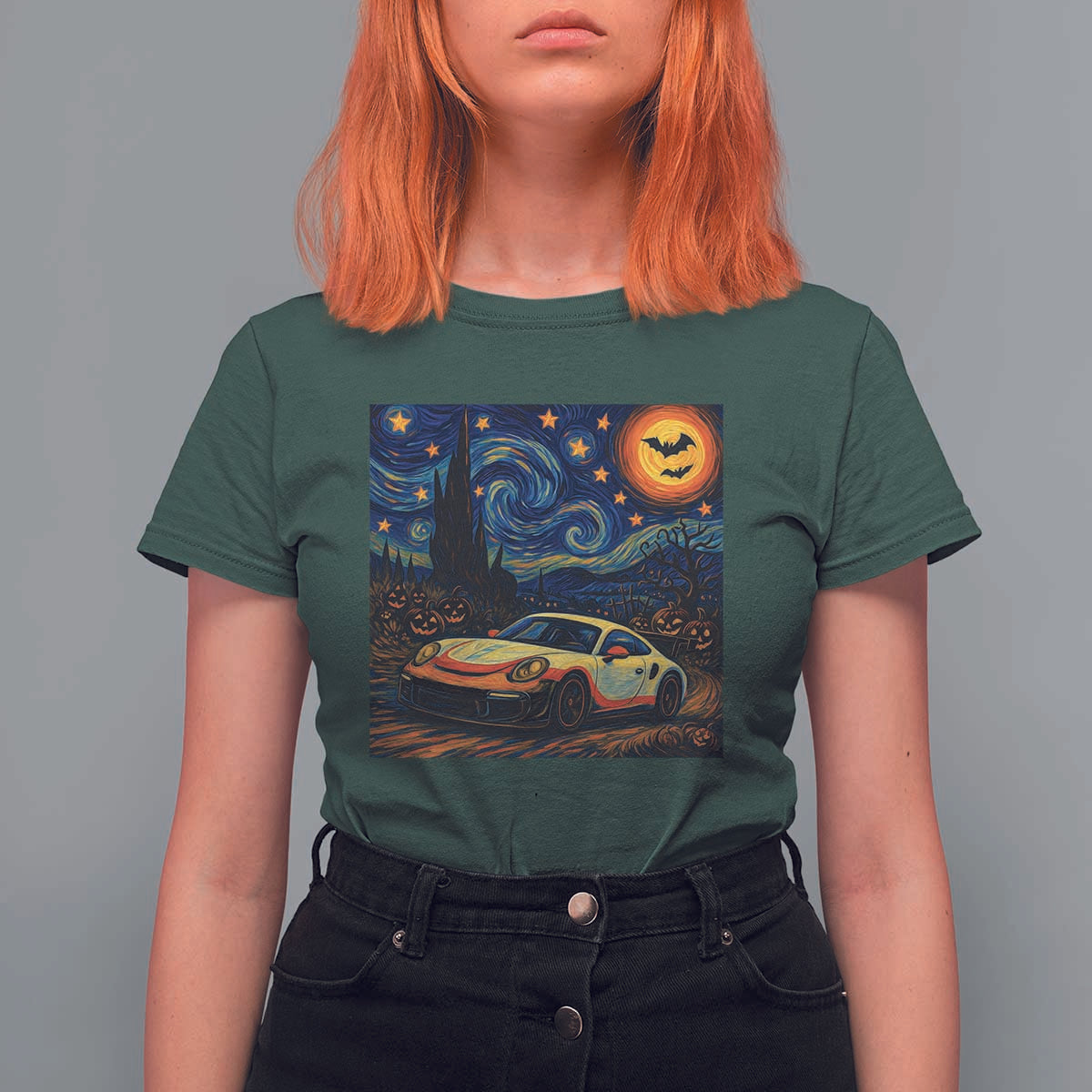 Racing Sports T Shirt For Women Starry Night 911 Silhouette Halloween - Wonder Print Shop
