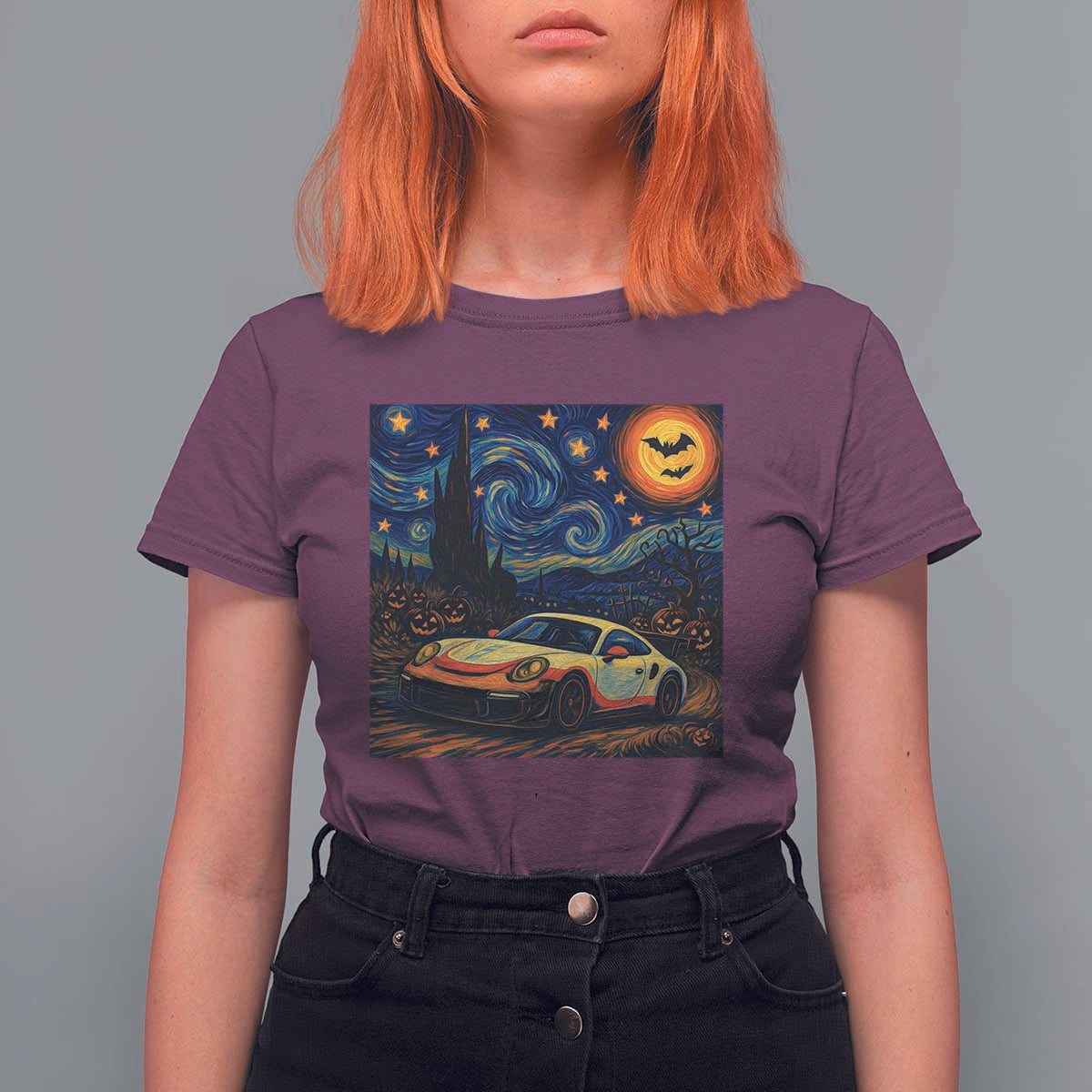 Racing Sports T Shirt For Women Starry Night 911 Silhouette Halloween - Wonder Print Shop