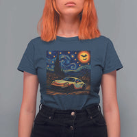 Racing Sports T Shirt For Women Starry Night 911 Silhouette Halloween - Wonder Print Shop