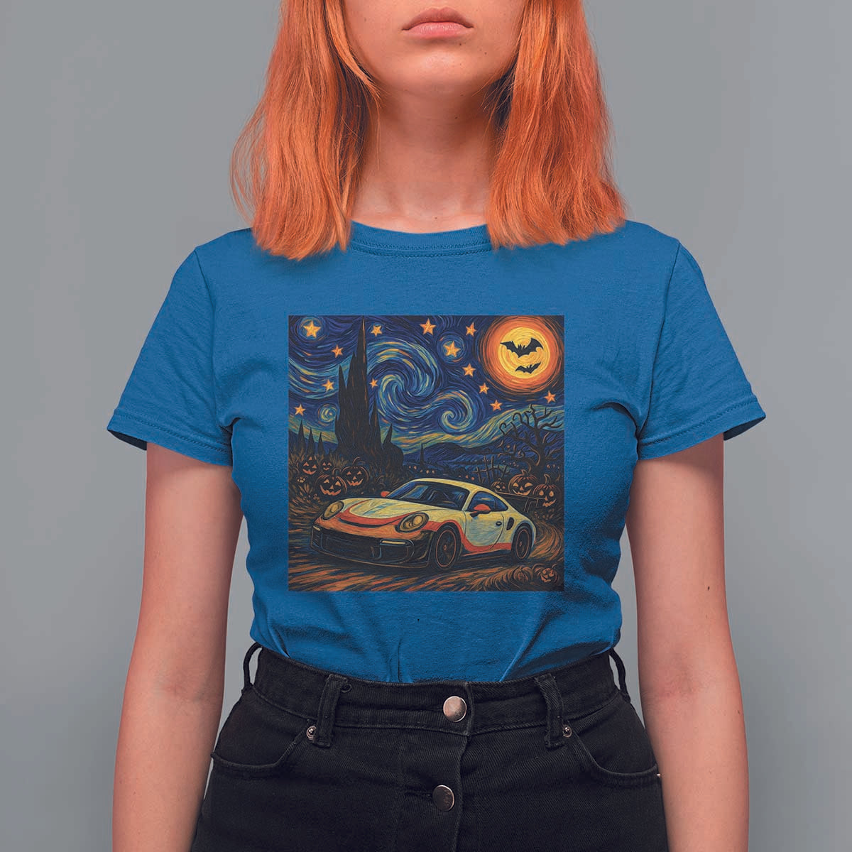 Racing Sports T Shirt For Women Starry Night 911 Silhouette Halloween - Wonder Print Shop